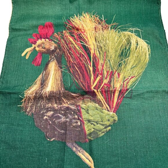 Decorative Tea Towel w/ Rooster Made of Vegetables and a Lone Egg Hilarious! - Picture 2 of 6
